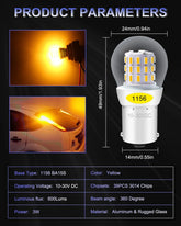 ALOPEE-10~30V DC 1156 LED Bulb Amber Yellow Bright 1156 Bulb Replacement for 1141 1003 7506 P21W LED Blinker Light,Turn Signal Lights,RV Camper Light Bulbs, 39PCS 3014 Chips, Non Polarity, Pack of 2